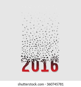 Creative triangle  happy new year 2016 design. Vector eps10 illustration. Abstract triangle geometrical background . Modern geometrical triangle design template .
