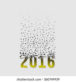 Creative triangle  happy new year 2016 design. Vector eps10 illustration. Abstract triangle geometrical background . Modern geometrical triangle design template .