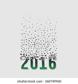 Creative triangle  happy new year 2016 design. Vector eps10 illustration. Abstract triangle geometrical background . Modern geometrical triangle design template .