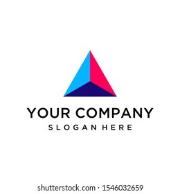 Creative triangle logo with multiple color logo design vector. Abstract letter A logo design concept