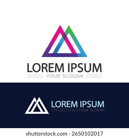 Logotipo de triângulo criativo com efeitos de luz prismáticos para identidade de marca de tecnologia