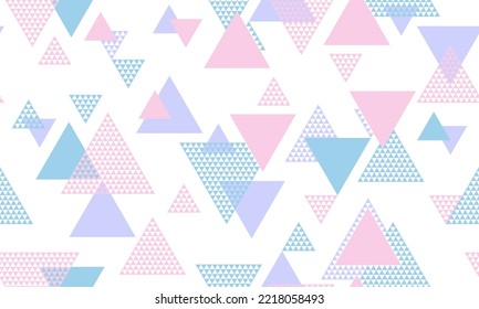 Creative triangle shapes seamless pattern graohic design. Fabric print. Colorful triangles motion. Triangular shapes scandinavian repeating pattern.