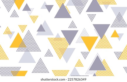 Creative triangle shapes seamless pattern vector design. Fabric print. Colorful triangles motion backdrop. Triangular shapes scandinavian endless pattern.