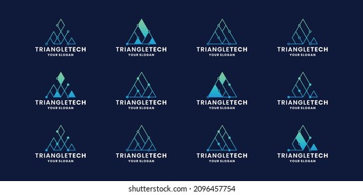 creative triangle technology concept logo design with gradient color