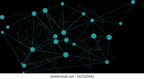 Creative triangles random dots and circles group, science innovation, futuristic abstract polygon shapes