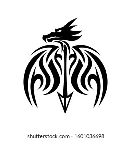 Creative Tribal Dragon Logo Design Vector Illustration