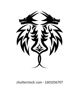 Creative Tribal Dragon Logo Design Vector Illustration