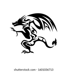 Creative Tribal Dragon Logo Design Vector Illustration