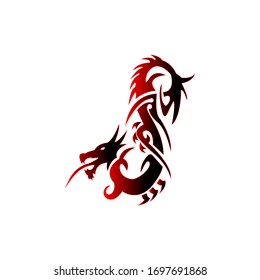 Creative Tribal Dragon Logo Design Vector Illustration