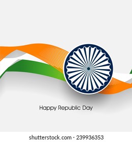 Creative tricolor wave background for Indian republic day.