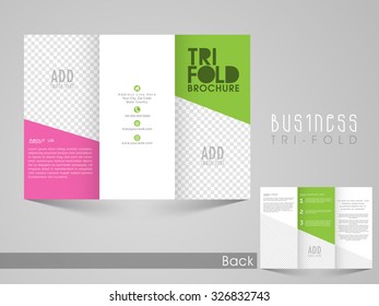 Creative Trifold Brochure, Template or Flyer design with space for your images and two sided presentation.