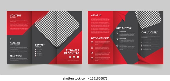 creative trifold brochure template, trifold brochure template, brochure template in red and black