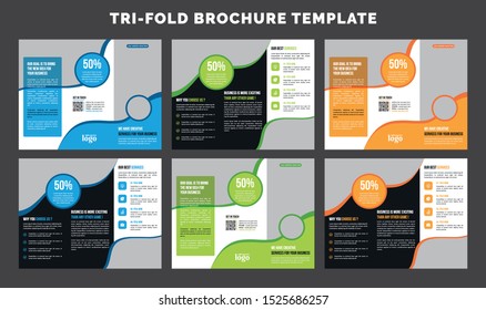 Creative Trifold Business abstract vector template. Brochure design, cover modern layout, annual report, poster, flyer in A4 with colorful shapes for tech, science, market with light background