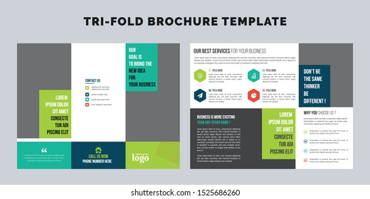 Creative Trifold Business abstract vector template. Brochure design, cover modern layout, annual report, poster, flyer in A4 with colorful shapes for tech, science, market with light background