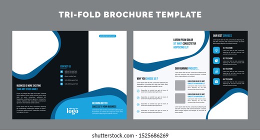 Creative Trifold Business abstract vector template. Brochure design, cover modern layout, annual report, poster, flyer in A4 with colorful shapes for tech, science, market with light background