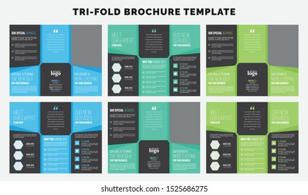 Creative Trifold Business abstract vector template. Brochure design, cover modern layout, annual report, poster, flyer in A4 with colorful shapes for tech, science, market with light background