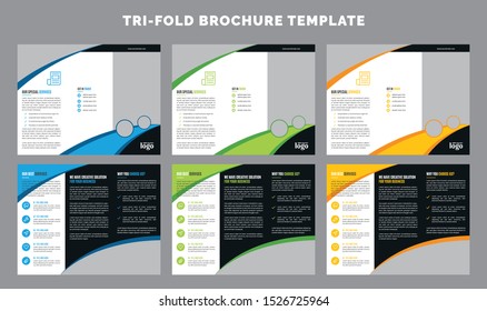 Creative Trifold Business abstract vector template. Brochure design, cover modern layout, annual report, poster, flyer in A4 with colorful shapes for tech, science, market with light background