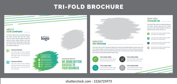Creative Trifold Business abstract vector template. Brochure design, cover modern layout, annual report, poster, flyer in A4 with colorful shapes for tech, science, market with light background
