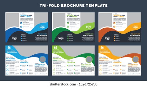 Creative Trifold Business abstract vector template. Brochure design, cover modern layout, annual report, poster, flyer with colorful shapes for tech, science, market with light background