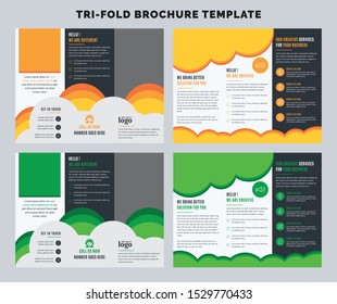 Creative Trifold Business abstract vector template. Brochure design, cover modern layout, annual report, poster, flyer in A4 with colorful shapes for tech, science, market with light background