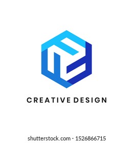 Creative triple F hexagon logo design vector