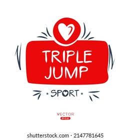 Creative (triple jump) Sport sticker, logo template, vector illustration.