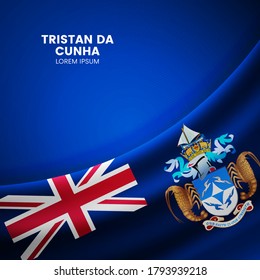 Creative Tristan da Cunha Fahne auf Textur. Vintage-Stil Unabhängigkeit Tag Hintergrund