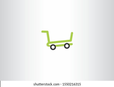 Creative Trolley Cart Icon Vector Logo Template Illustration Design with line concept