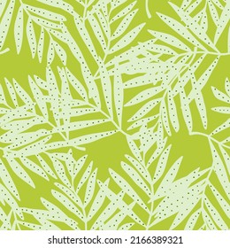 Creative tropical palm leaves seamless pattern. Jungle leaf wallpaper. Botanical floral background. Exotic plant backdrop. Design for fabric, textile, wrapping, cover. Vector illustration