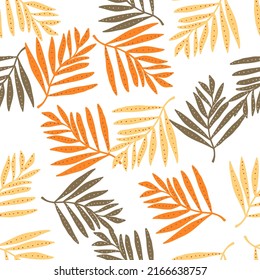 Creative tropical palm leaves seamless pattern. Jungle leaf wallpaper. Botanical floral background. Exotic plant backdrop. Design for fabric, textile, wrapping, cover. Vector illustration