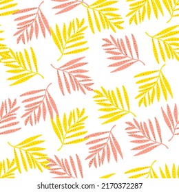 Creative tropical palm leaves seamless pattern. Jungle leaf wallpaper. Botanical floral background. Exotic plant backdrop. Design for fabric, textile, wrapping, cover. Vector illustration
