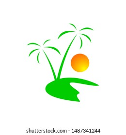 creative tropical summer beach logo design template Vector illustration