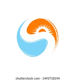 creative tropical summer beach logo design template Vector illustration