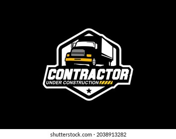 Creative truck trailer illustration for logo template.