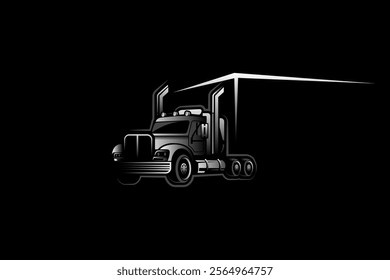 Creative Truck trailer logo. Semi truck transport logistics logo. Modern Trucking and Delivery logo vector.