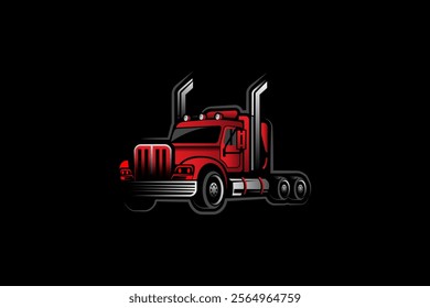 Creative Truck trailer logo. Semi truck transport logistics logo. Modern Trucking and Delivery logo vector.