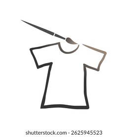 creative t-shirt line and brush logo vector design symbol icon