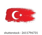 Creative turkey flag png transparent background. Turkish ink paint brush texture splatter flag for independence day