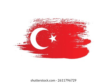 Creative turkey flag png transparent background. Turkish ink paint brush texture splatter flag for independence day