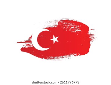 Creative turkey flag png transparent background. Turkish ink paint brush texture splatter flag for independence day