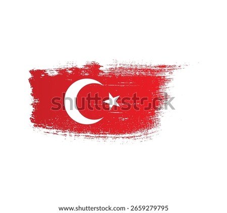 Creative Turkish flag brush stroke for independence day. Ink paint texture on Turkey flag png transparent background. Türkiye  29th August.