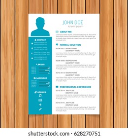 Creative, turquoise color CV, resume template with white and blue color