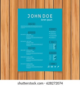 Creative, turquoise color CV, resume template with blue color