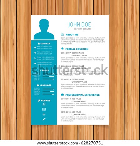 creative turquoise color cv resume template stock vector royalty