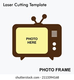 Fotograma láser de corte creativo de TV con 1 foto. un marco creativo y bonito para la decoración casera. Diseño de plantilla de fotograma de corte láser para corte mdf y acrílico.