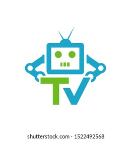 creative TV robot logo design vector creative illustration concept