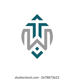 kreatives TW-Logo mit blauen und grauen Nuancen