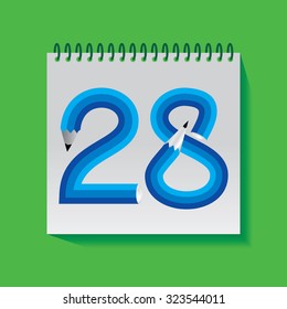 creative twenty eight number created with pencil vector illustration 