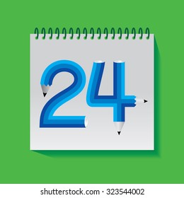 creative twenty four number created with pencil vector illustration 