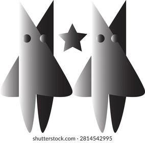 Creative twin characters vector illustration featuring two matching figures. Ideal for family themes, siblings, friendship, childhood, education, storytelling, and creative graphic design projects.